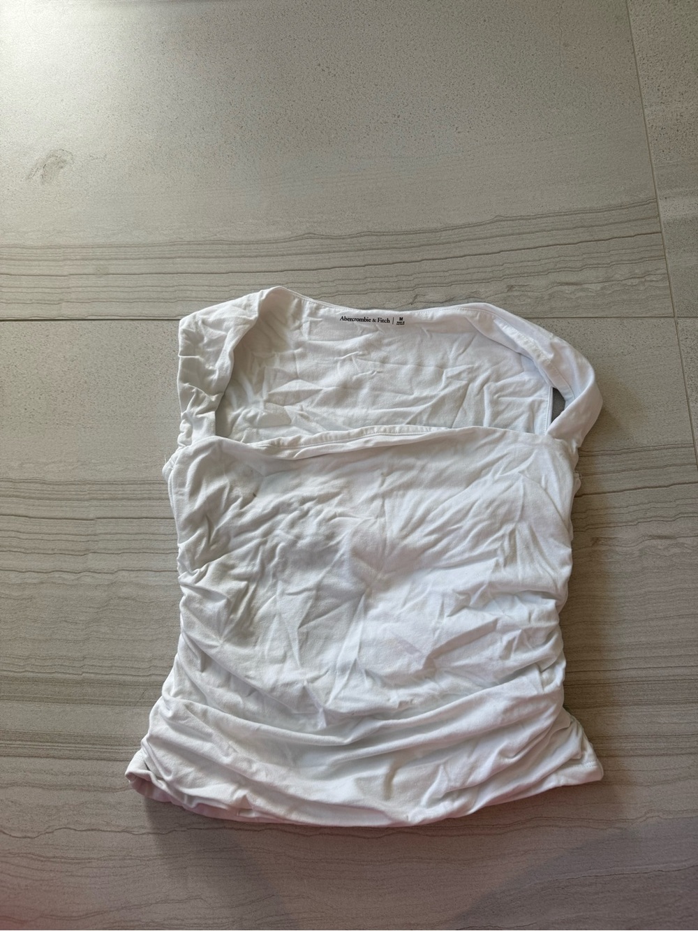 Abercrombie & Fitch White Ruched Strapless Camisole